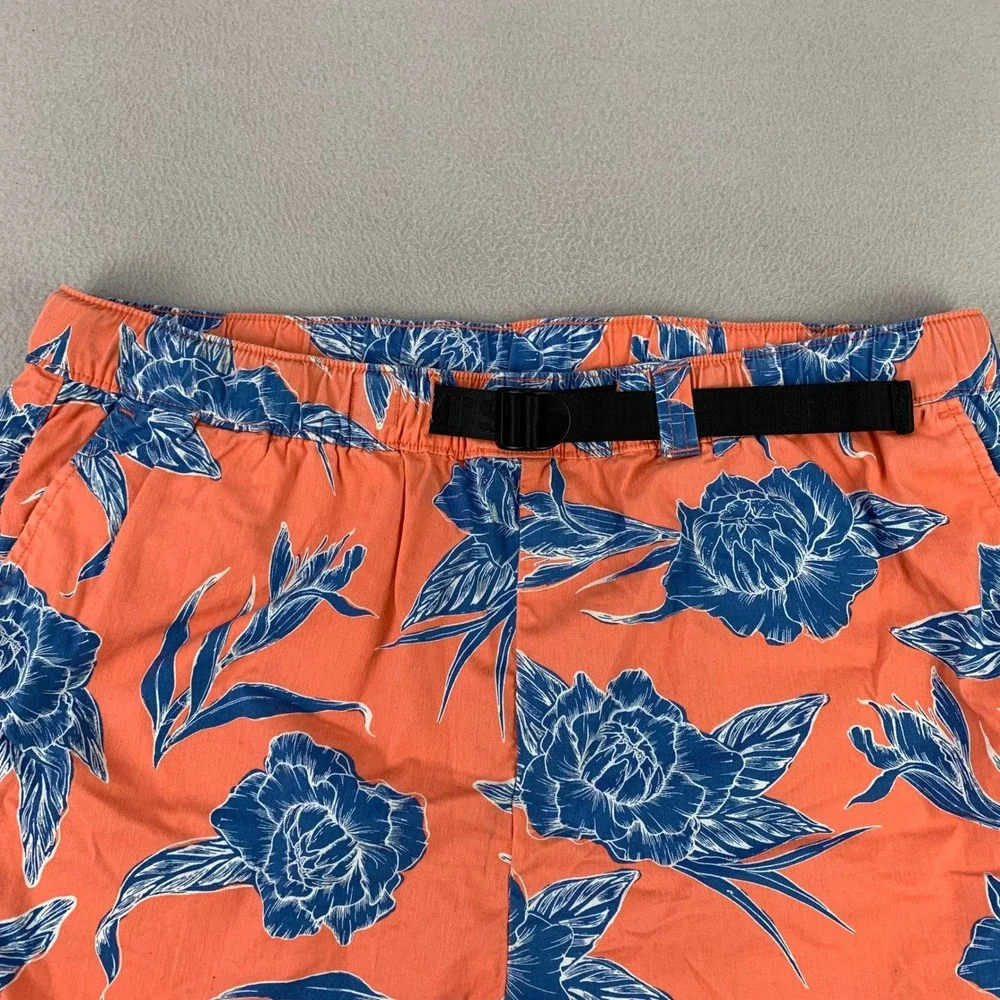 Levi's Floral Belted Shorts Mens XL Orange Blue Casual Outdoor Vacation Hiking